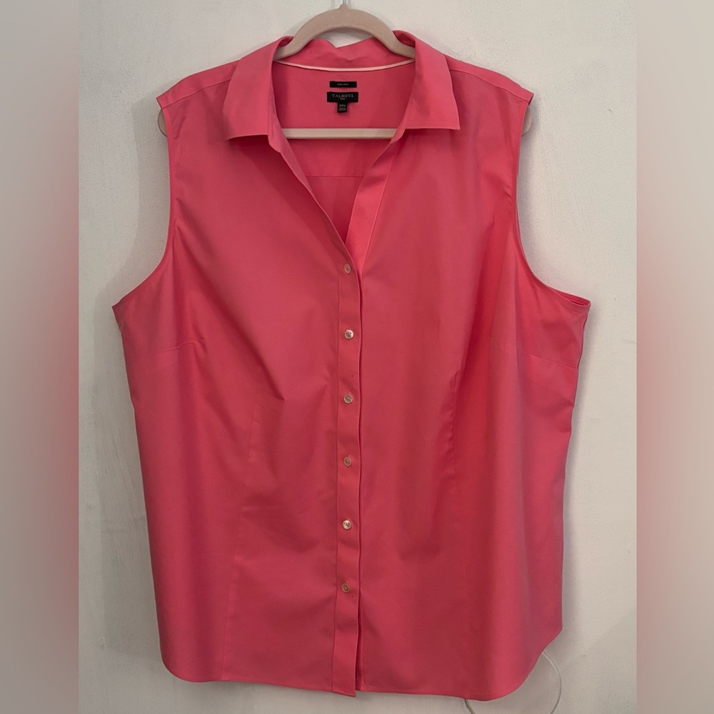 Lane Bryant Sleeveless Button-Front Coral Pink Blouse